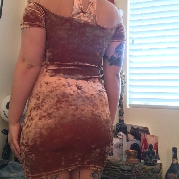 gold velvet mini choker dress - Picture 5 of 8